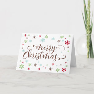 Tarjeta Festiva Capricho de copo de nieve, cálido tipo marrón de F
