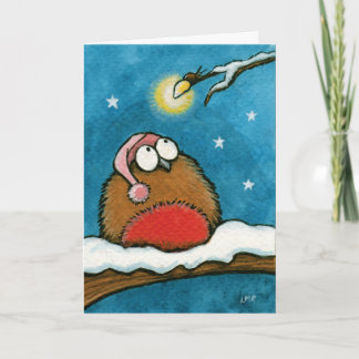Tarjeta festiva caprichosa divertida del petirrojo