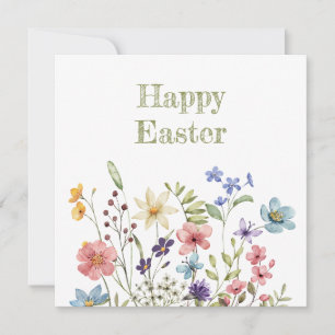 Tarjeta Festiva Caprichosa Flor Silvestre Colorida Feliz Pascua