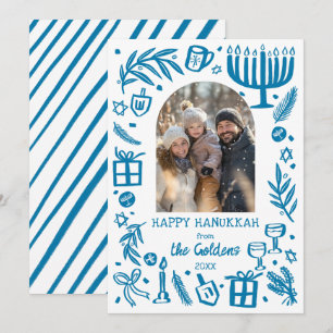 Tarjeta Festiva Caprichosa Hanukkah Foto de Archivo de Arco Person