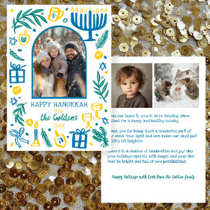 Tarjeta Festiva Caprichosa Hanukkah Monada Arco Personalizado 3 FO