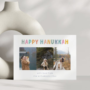 Tarjeta Festiva Caprichoso Feliz Hanukkah Multi Foto Cuatro