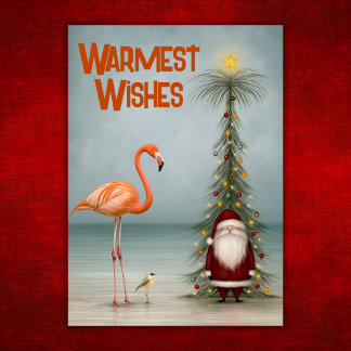 Tarjeta Festiva Caprichoso Flamingo Tropical de Playa Santa Navida