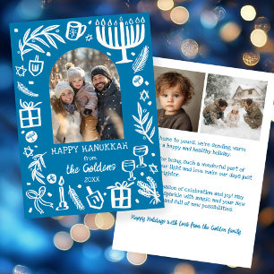 Tarjeta Festiva Caprichoso Hanukkah Arco personalizado lindo 3 FOT
