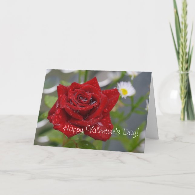 Tarjeta Festiva Capullo de Rosa Roja (Anverso)