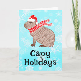 Tarjeta Festiva Capy Holidays Funny Capybara Santa Hat