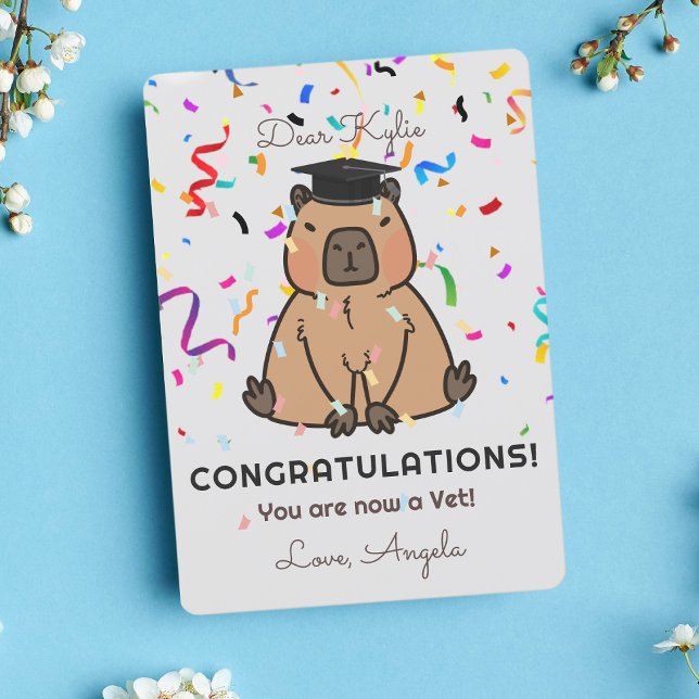 Tarjeta Festiva Capybara Felicitaciones Graduación Veterinaria (Subido por el creador)
