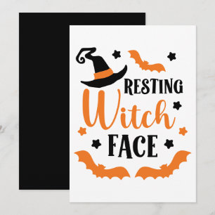 Tarjeta Festiva Cara de Bruja Relajada Halloween