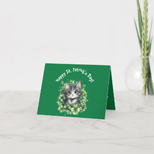 Tarjeta Festiva Cara de Gato Afortunado Día de San Patricio Para A