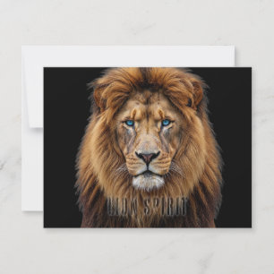 Tarjeta Festiva Cara de León Majestuoso con Ojos Azules   Anima Fa