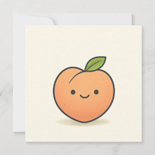Tarjeta Festiva Cara de melocotón sonriente adorable – Fruta Kawai