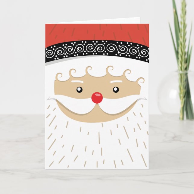 Tarjeta Festiva cara de Santa Claus (Anverso)