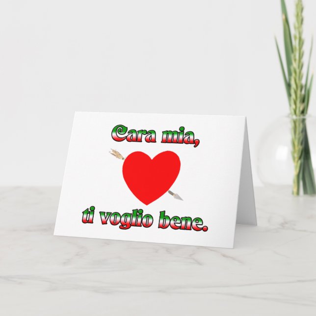 Tarjeta Festiva Cara Mia, Ti Volgio Bene (Anverso)