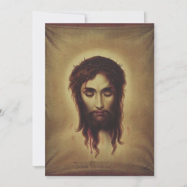 Tarjeta Festiva Cara sagrada de Jesucristo (Anverso)