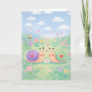 Tarjeta Festiva Caracoles Con una Carta de Amor de Caracol de San 