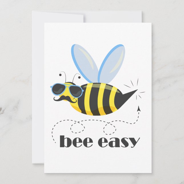 Tarjeta Festiva Carácter de abeja con gafas de sol bigote Bee Fáci (Anverso)