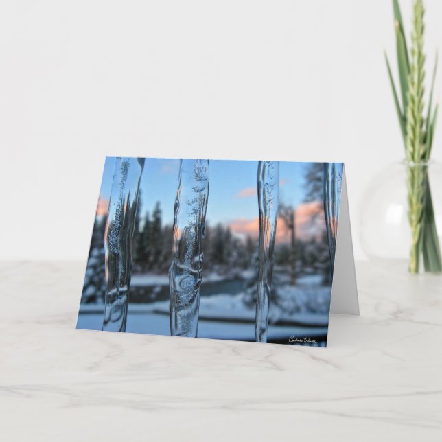 Tarjeta Festiva Carámbanos del invierno (Anverso)
