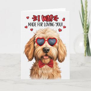 Tarjeta Festiva Caramel Labradoodle hecho para amarte San Valentín