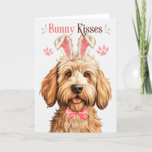 Tarjeta Festiva Caramel Labradoodle Perro en las orejas de los con