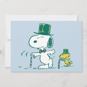 Tarjeta Festiva Caramelo de menta con sombrero de Snoopy