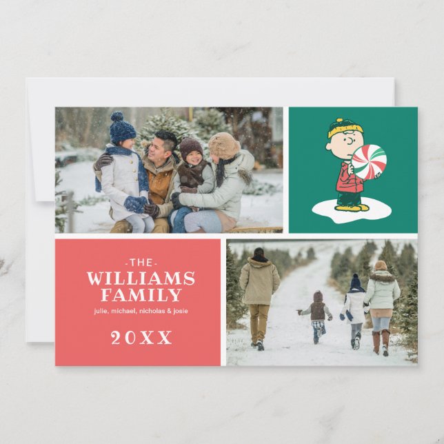 Tarjeta Festiva Caramelo de menta de Charlie Brown (Anverso)