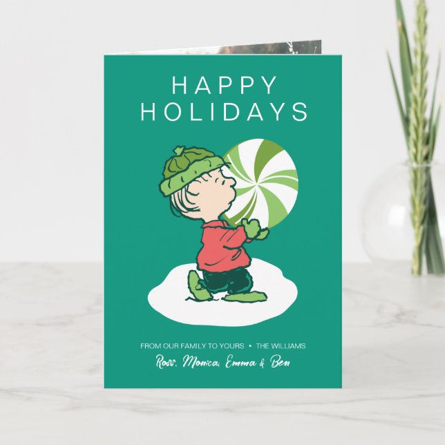 Tarjeta Festiva Caramelo de menta de Linus (Anverso)