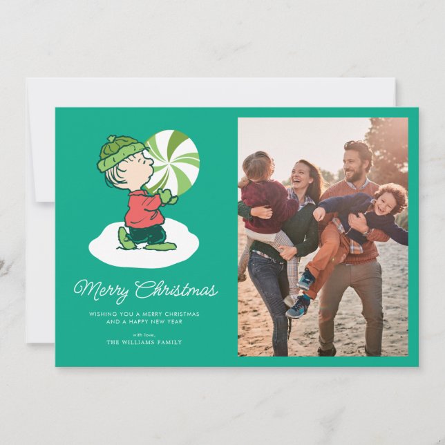 Tarjeta Festiva Caramelo de menta de Linus (Anverso)