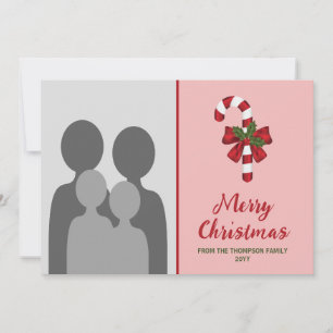 Tarjeta Festiva Caramelo Navideño Festivo Sobre Rosa Con Foto Pers
