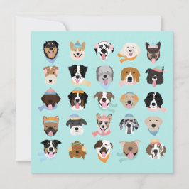 Tarjeta Festiva Caras de perro de invierno
