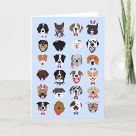 Tarjeta Festiva Caras De Perro Del 4 De Julio