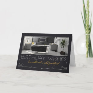 Tarjeta Festiva Carbón interior moderno de cumpleaños de Realtor