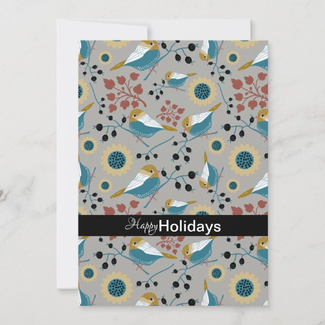 Tarjeta Festiva Carboneros Dulces Y Lindos Con Bayas (Anverso)