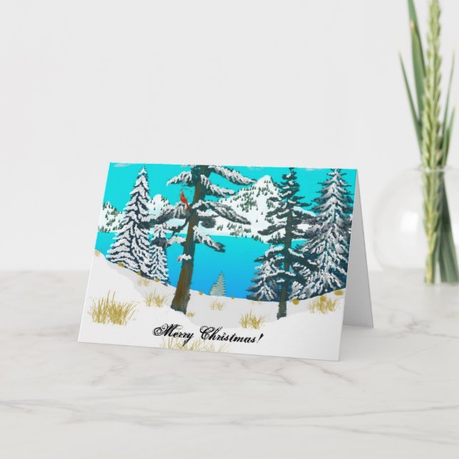 Tarjeta Festiva Cardenal de invierno (Anverso)