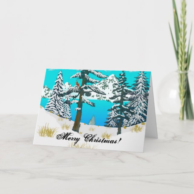 Tarjeta Festiva Cardenal de invierno (Anverso)