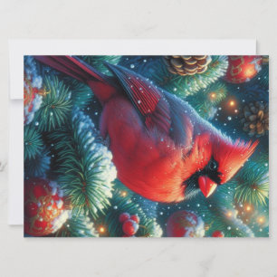 Tarjeta Festiva Cardenal de Navidad/invierno