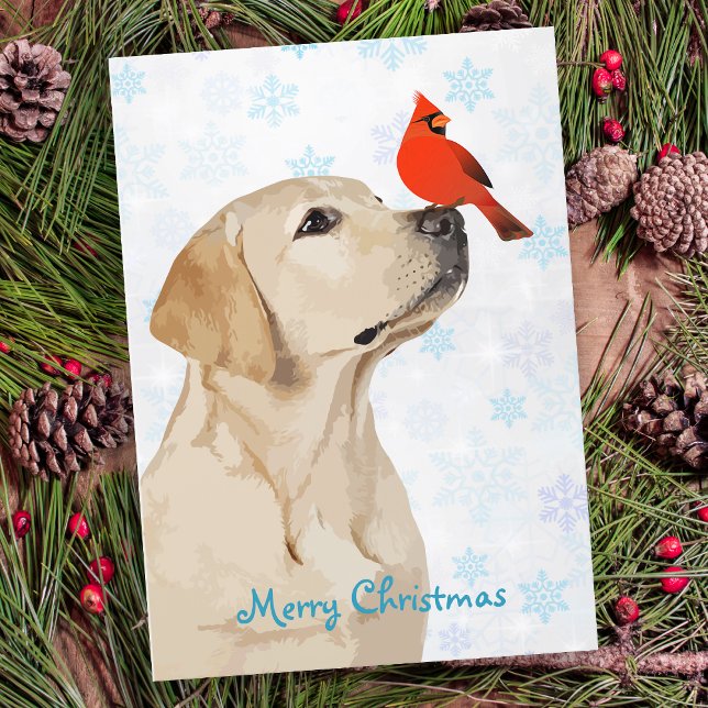 Tarjeta Festiva Cardenal de Navidades de laboratorio amarillos - P (Subido por el creador)
