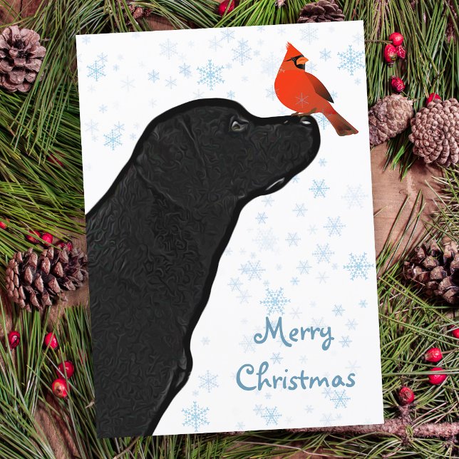 Tarjeta Festiva Cardenal de Navidades de Laboratorio Negro - Perro (Subido por el creador)