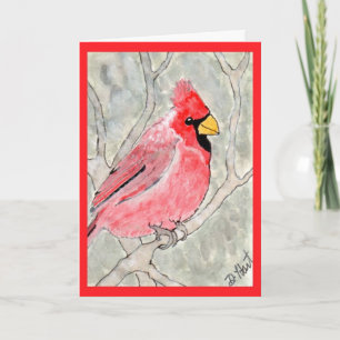 Tarjeta Festiva Cardenal en la nieve
