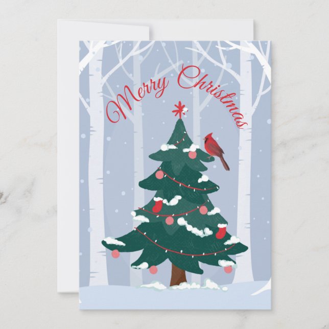 Tarjeta Festiva Cardenal navideño (Anverso)