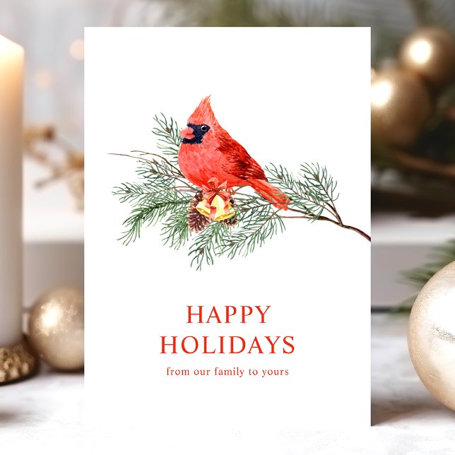 Tarjeta Festiva Cardenal rojo Bird Felices Fiestas Navidades de in (Subido por el creador)