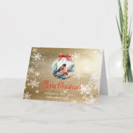 Tarjeta Festiva Cardenal rojo Bird Holly Berry Ball Navidades