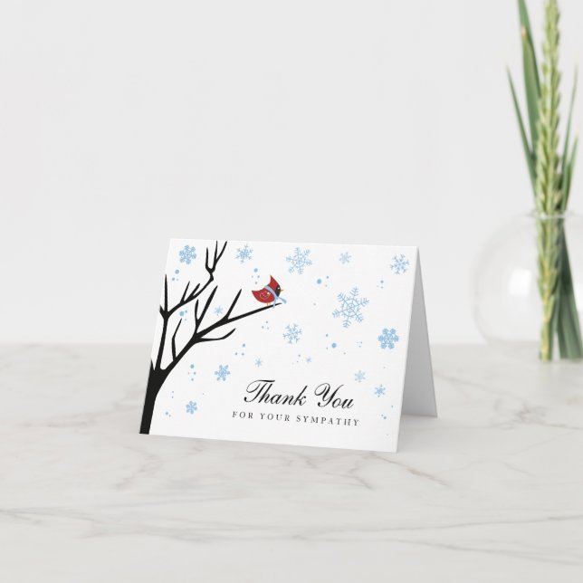 Tarjeta Festiva Cardenal Rojo Bird Winter Snowflake Simpatía (Anverso)