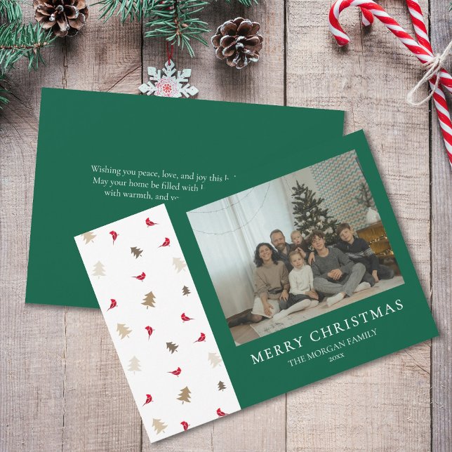 Tarjeta Festiva Cardenal rojo: Navidades fotográficos con árbol de (Subido por el creador)