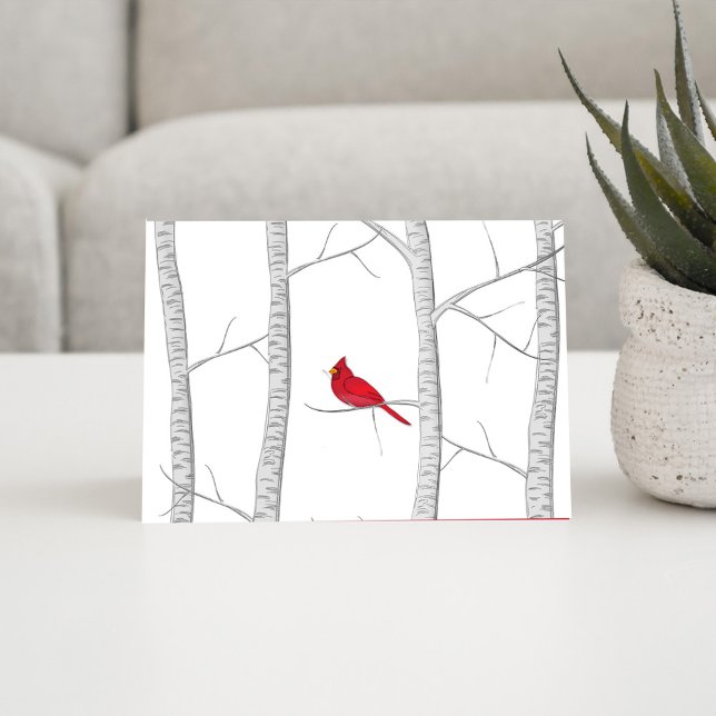 Tarjeta Festiva Cardenal rojo Woodland WinTree Navidades (Perfect for holidays, You can easily edit for a lovely card anytime of the year. )