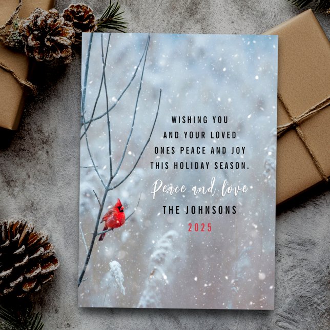 Tarjeta Festiva Cardenal rojo y Navidades de nieve (Subido por el creador)