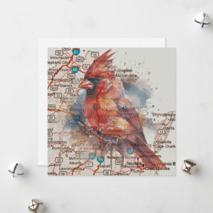 Tarjeta Festiva Cardenal sobre la hoja de ruta de Virginia