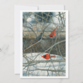 Tarjeta Festiva Cardenales de Invierno
