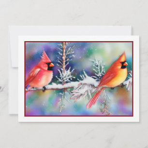 Tarjeta Festiva Cardenales sobre Navidades de presupuesto de ramas