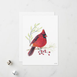 Tarjeta Festiva Cardinal de vacaciones Berries Art