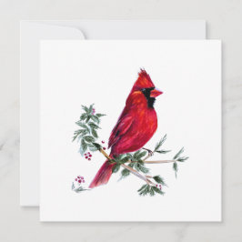 Tarjeta Festiva Cardinal en Acuarela de Amy DeVane Art Cards